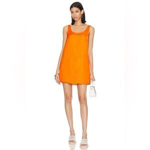 FRAME Micro Flare Mini Dress in Nectarine NWT